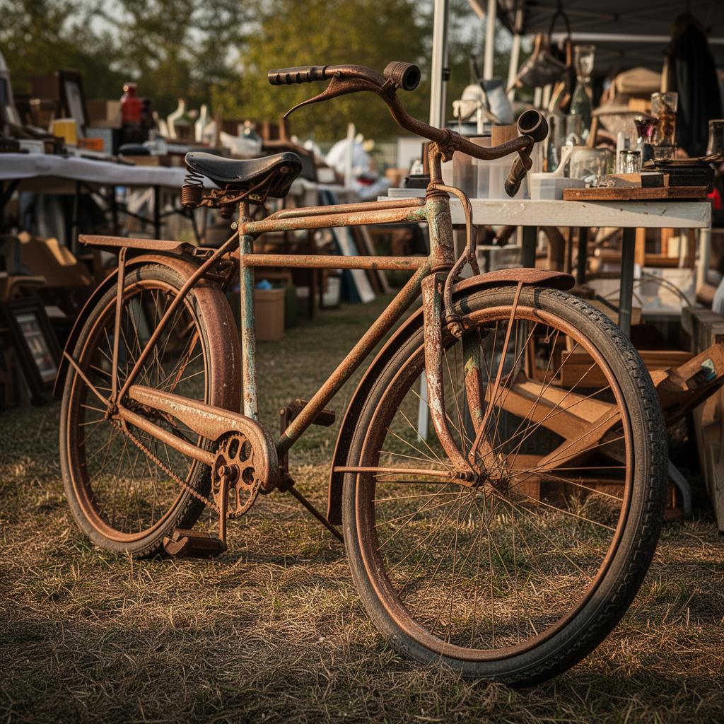 Rusty old bicycle before restoration